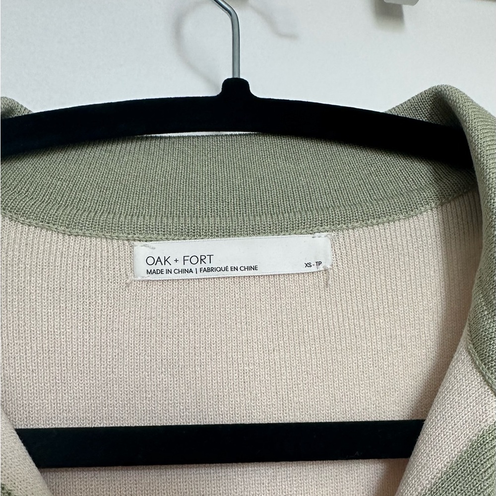 OAK + FORT Cream and Green Knit Cardigan - Picture 3 of 3